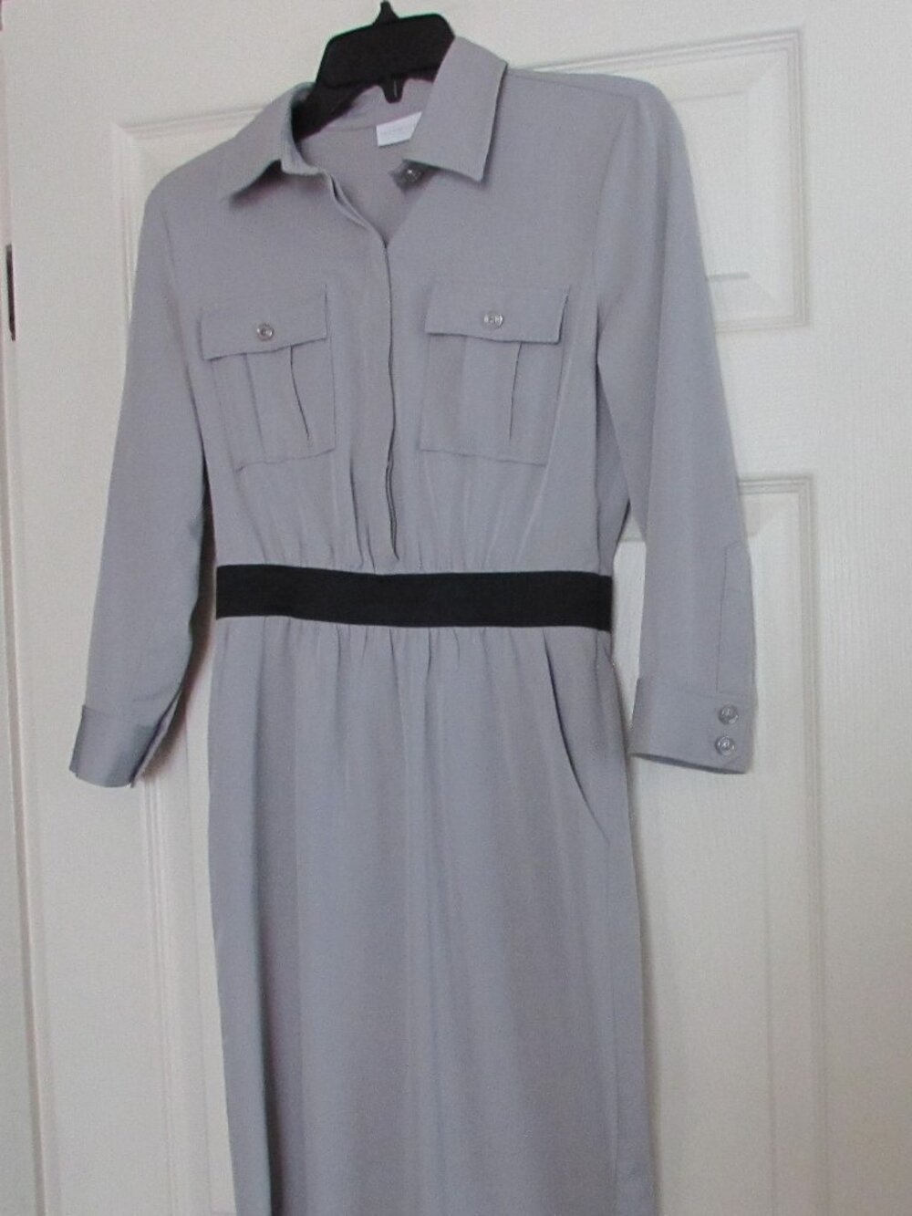 New York & Company Stretch Shirt Dress in Gray  Size XS